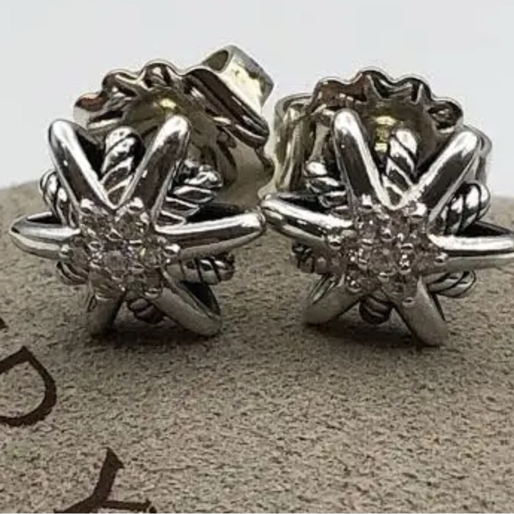 David Yurman Silver Sculptural Earrings